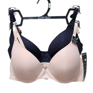 Ellen Tracy Soft Lift Underwire Lace Bra 2-pack With Adjustable Straps 34B